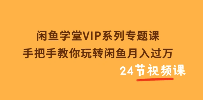 闲鱼学堂VIP系列专题课：手把手教你玩转闲鱼月入过万（共24节视频课）-星火微能网
