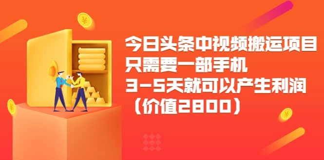 今日头条中视频搬运项目，只需要一部手机3-5天就可以产生利润（价值2800）-星火微能网