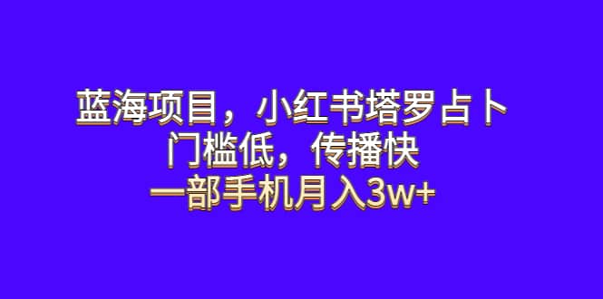 蓝海项目，小红书塔罗占卜，门槛低，传播快，一部手机月入3w-星火微能网