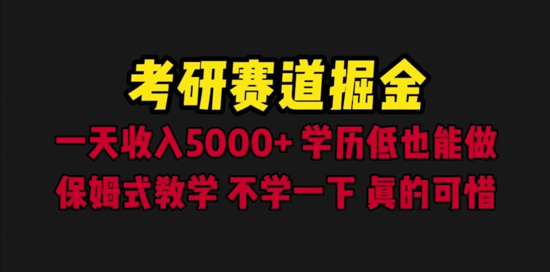 考研赛道掘金，一天5000 学历低也能做，保姆式教学，不学一下，真的可惜-星火微能网