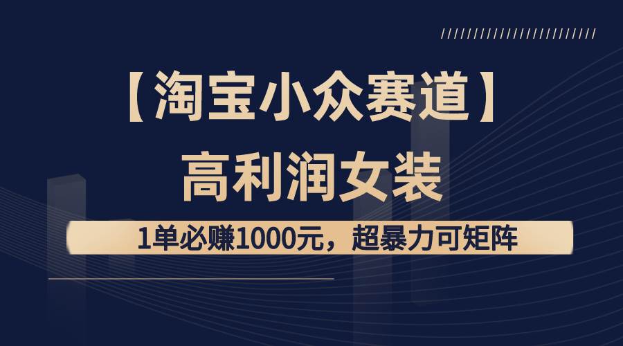 【淘宝小众赛道】高利润女装：1单必赚1000元，超暴力可矩阵-星火微能网