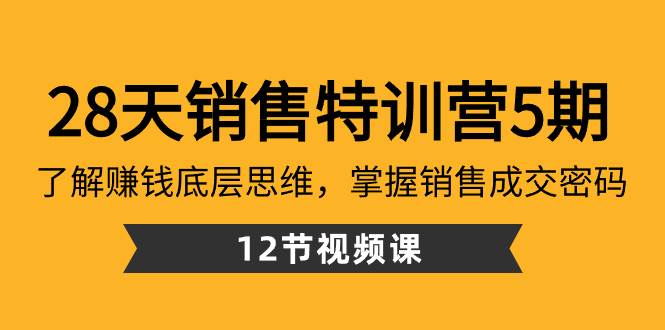 28天·销售特训营5期：了解赚钱底层思维，掌握销售成交密码（12节课）-星火微能网