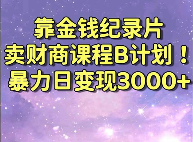 靠金钱纪录片卖财商课程B计划！暴力日变现3000+，喂饭式干货教程-星火微能网