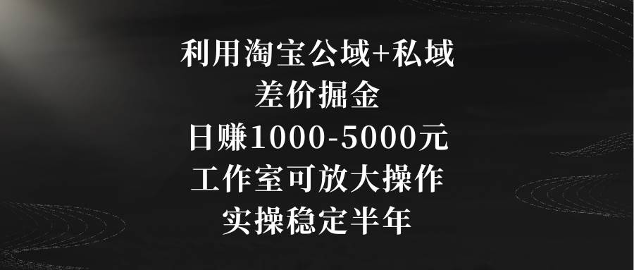 利用淘宝公域+私域差价掘金，日赚1000-5000元，工作室可放大操作，实操稳定半年-星火微能网