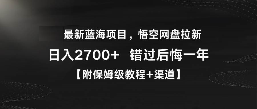 最新蓝海项目，悟空网盘拉新，日入2700+错过后悔一年【附保姆级教程+渠道】-星火微能网