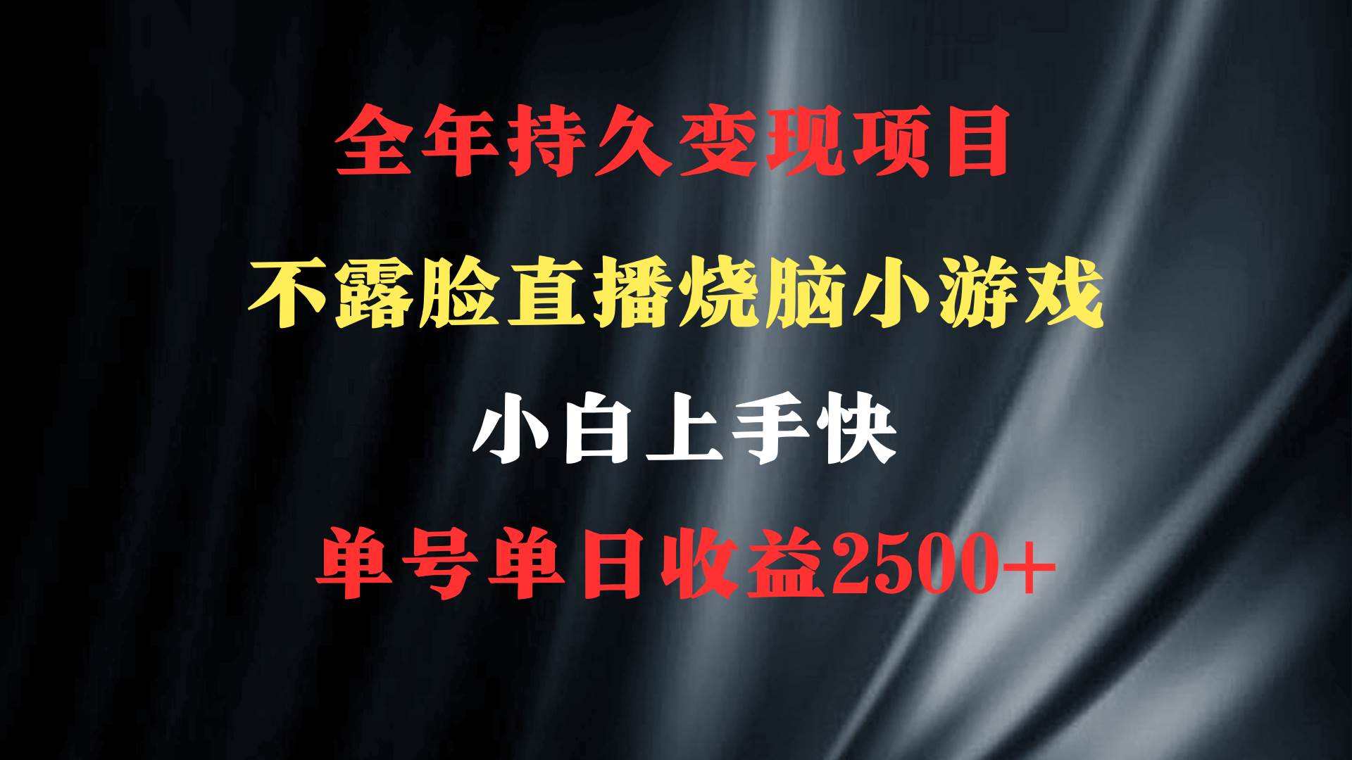 最优项目，烧脑小游戏不露脸直播 小白上手快 无门槛 一天收益2500+-星火微能网