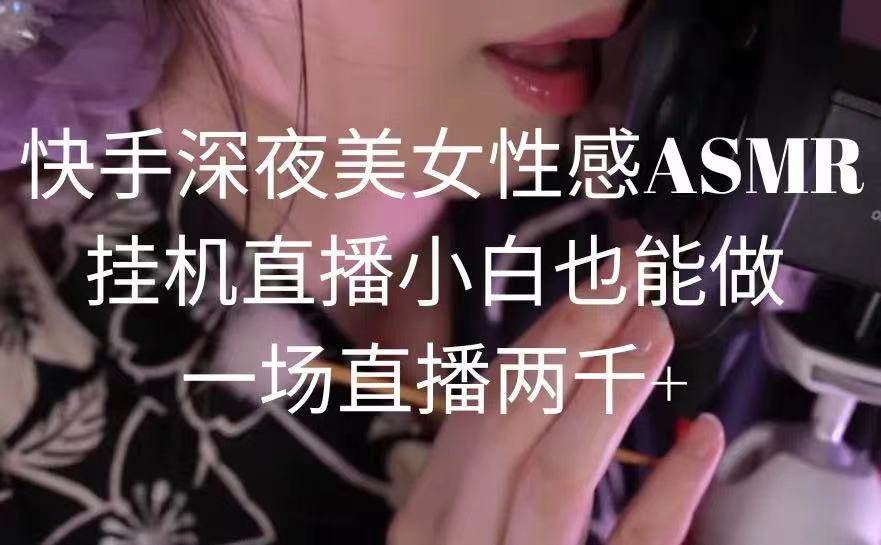 快手深夜美女性感ASMR挂机直播，小白也能做，一场直播两千+-星火微能网