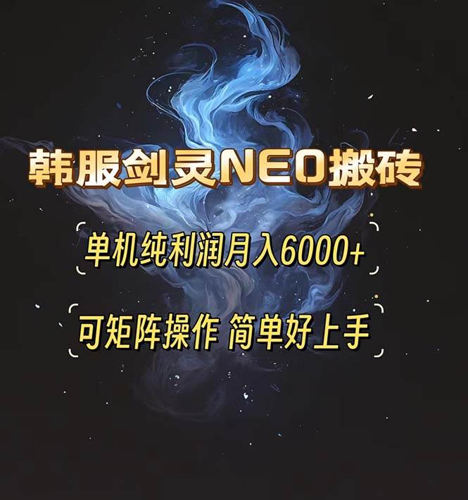 韩服剑灵NEO搬砖攻略，单机纯利润月入6000+ 可矩阵操作，简单好上手-星火微能网