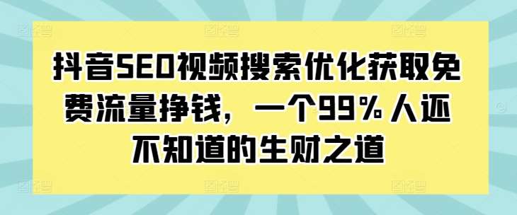 抖音SEO视频搜索优化获取免费流量挣钱，一个99%人还不知道的生财之道-星火微能网